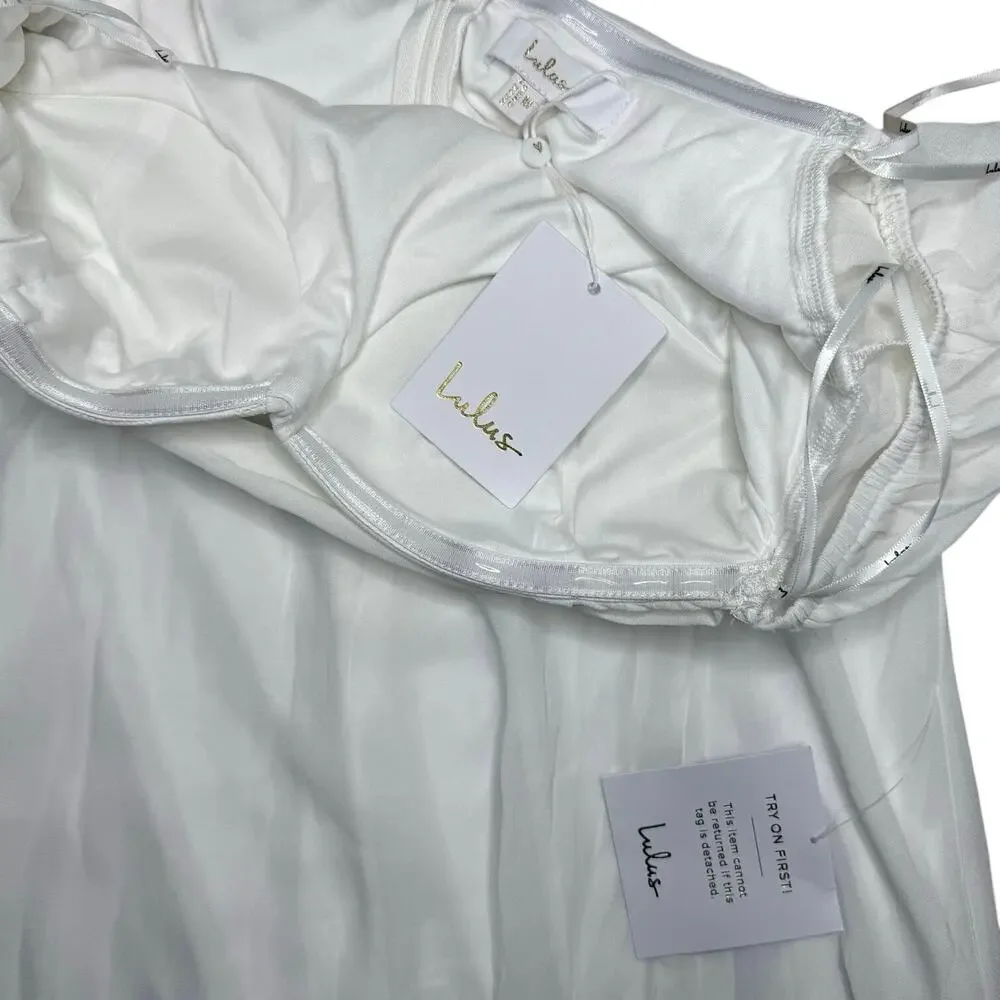 NWT Lulus Adorna White Off-the-Shoulder Maxi Dress Size M - Picture 11 of 11